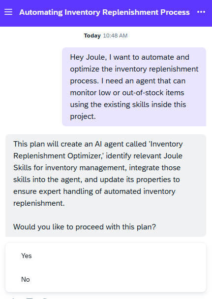 Conversation between user and Joule